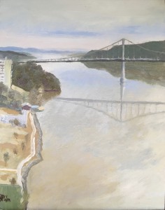 Mid-Hudson Bridge from Walkway over the Hudson 11"x14" oil on canvas board