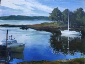 Badger's Island Morning 12" x 16" Oil on canvas board