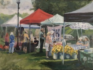Pawling Farmers Market 9" x 12" oil on canvas board plein air finished in studio SOLD