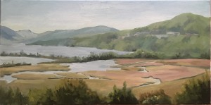 West Point from Boscobel 10" x 20" Oil on panel (plein air) SOLD 