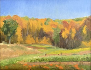 Pickin' Pumpkins and Sunflowers at Dykemans 11" x 14" Oil on panel (plein air) SOLD