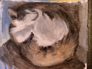 PET (detail) - unfinished 10 1/2" x 12" Oil on primed linen canvas