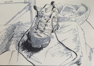 Shoe 5.5" x 8.5" Felt tip markers and Micron pen