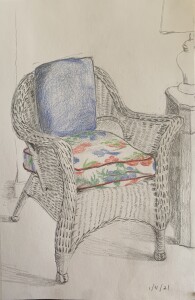 CHAIR 5.5" X 8.5" Pencil and colored pencils on paper