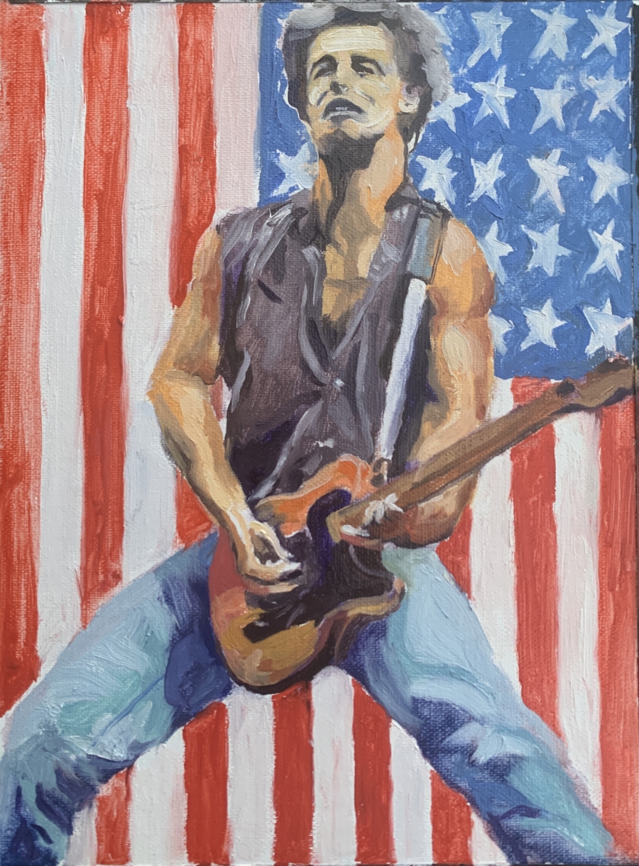 man with guitar and flag