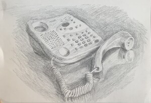 PHONE (I mis-read prompt of PHOTO!) 5.5" X 8.5" Pencil on paper